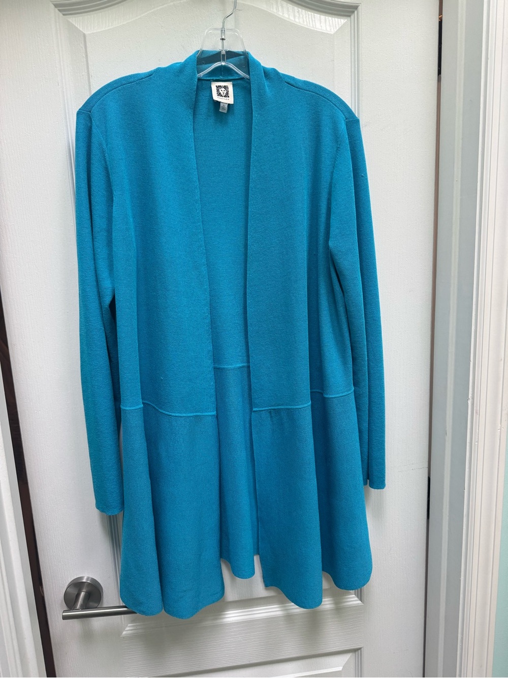 Anne Klein Open-Front Teal Monterey Cardigan Sweater